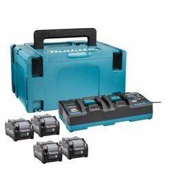 Makita Accessoires 40 Volt 191U28-6 Kit De Démarrage XGT DC40RB Dual Charger + 4 X Batterie BL4040 40V Max 4.0Ah Dans MBox