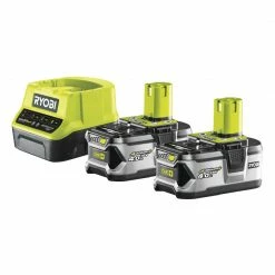 Ryobi Accessoires 5133003363 RC18120-240 2x Batterie One+ 18 Volt 4.0 AH Li-ion + Chargeur