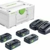 Festool Accessoires 18 Volt 577104 Kit D'énergie SYS 18V 4x4.0/TCL6 DUO- 4 X Packs De Batteries Et Chargeur Dans Un Systainer.
