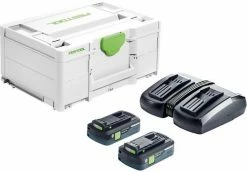 Festool Accessoires 18 Volt 577109 Ensemble D'énergie SYS 18V 2x4.0/TCL6 DUO-2 X Pack D'accus Et Chargeur Dans Systainer