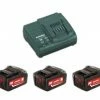 Metabo Accessoires 18 Volt 685049000 Pack Batterie 3 X 18V 4.0Ah Li-Ion + Chargeur ASC30-36