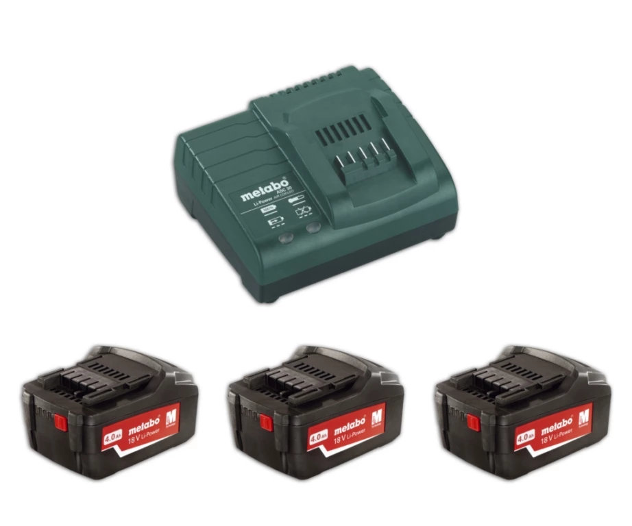 Metabo Accessoires 18 Volt 685049000 Pack Batterie 3 X 18V 4.0Ah Li-Ion + Chargeur ASC30-36 1 Metabo Accessoires 18 Volt 685049000 Pack Batterie 3 X 18V 4.0Ah Li-Ion + Chargeur ASC30-36