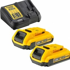 DeWalt Accessoires 18 Volt DCB115D2-QW Pack 2 Batteries XR 18V 2Ah Li-Ion + Chargeur