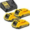DeWalt Accessoires 18 Volt DCB115D3-QW Pack 3 Batteries XR 18V 2Ah Li-Ion + Chargeur
