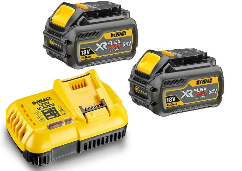 DeWalt Accessoires 54 Volt DCB118T2-QW Pack 2 Batteries XR FLEXVOLT 18V/54V 6Ah/2Ah Li-Ion + Chargeur Rapide 2 DeWalt Accessoires 54 Volt DCB118T2-QW Pack 2 Batteries XR FLEXVOLT 18V/54V 6Ah/2Ah Li-Ion + Chargeur Rapide – Image 2