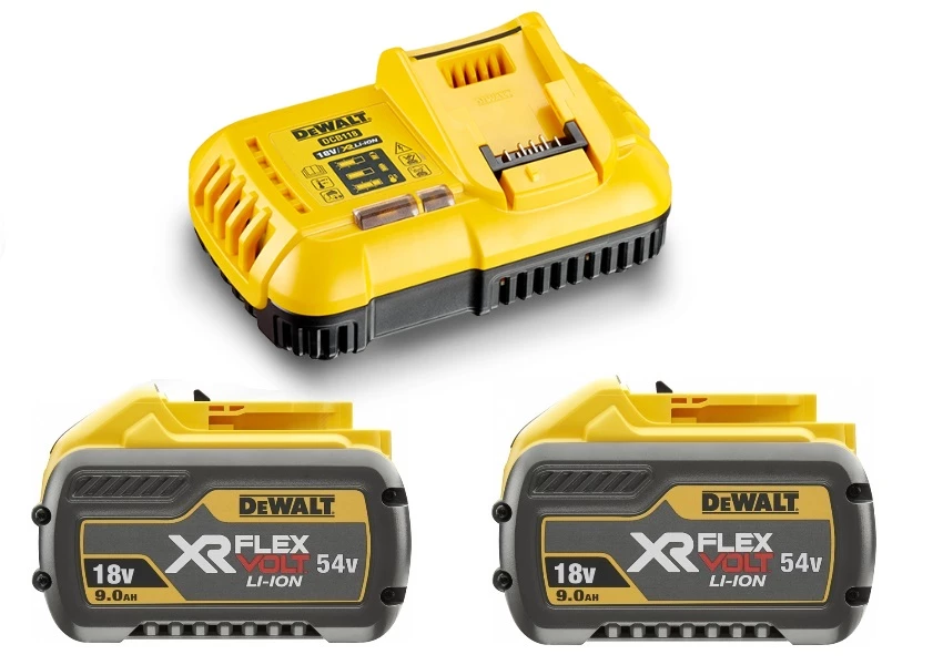 DeWalt Accessoires 54 Volt DCB118X2-QW Pack 2 Batteries XR FLEXVOLT 54V 9Ah Li-Ion + Chargeur Rapide 1 DeWalt Accessoires 54 Volt DCB118X2-QW Pack 2 Batteries XR FLEXVOLT 54V 9Ah Li-Ion + Chargeur Rapide