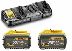 DeWalt Accessoires 54 Volt DCB132X2-QW Kit De Démarrage FlexVolt - 2 X Batterie FlexVolt 54V 9.0Ah Li-Ion + Chargeur Double DCB132