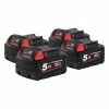 Milwaukee Accessoires M18 B5 4-pack 4 X Batterie 18 Volt 5.0Ah Li-Ion