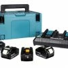 Makita Accessoires 18 Volt Pack - 4 Batteries 18 V Li-Ion + 1 Chargeur Double Dans Coffret MAK-PAC
