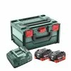 Metabo Accessoires 18 Volt Pack Batterie 2 X 18V LiHD 10.0Ah + 1 X Chargeur ASC 145 Dans MetaBox 685142000