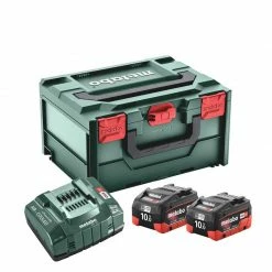 Metabo Accessoires 18 Volt Pack Batterie 2 X 18V LiHD 10.0Ah + 1 X Chargeur ASC 145 Dans MetaBox 685142000