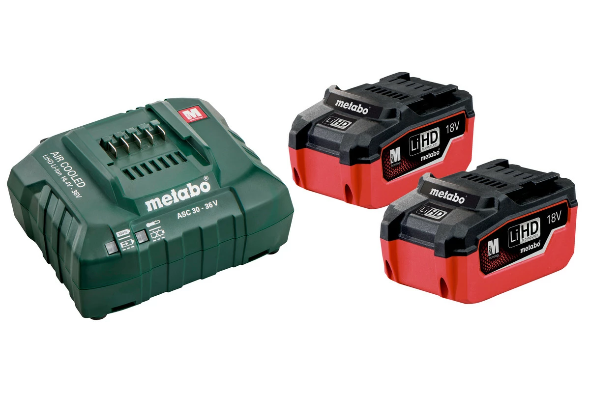 Metabo Accessoires 18 Volt Pack Batterie 2 X 18V LiHD 5,5Ah + 1 X Chargeur ASC 145 685122000 1 Metabo Accessoires 18 Volt Pack Batterie 2 X 18V LiHD 5,5Ah + 1 X Chargeur ASC 145 685122000