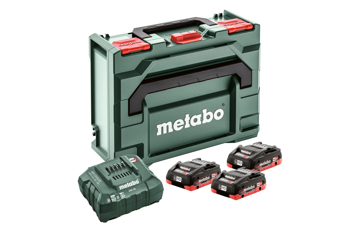 Metabo Accessoires 18 Volt Pack Batterie 3 X 18V LiHD 4.0Ah + 1 X Chargeur ASC 55 En MetaBox 145 685133000 1 Metabo Accessoires 18 Volt Pack Batterie 3 X 18V LiHD 4.0Ah + 1 X Chargeur ASC 55 En MetaBox 145 685133000