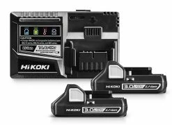 HIKOKI Accessoires 18 Volt UC18YSL3WC2 Booster Pack 2 X 18V 3.0Ah Li-ion Battery And UC18YSL3 Quick Charger
